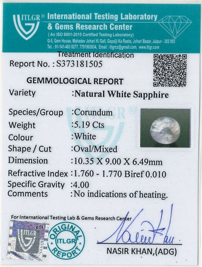 White Sapphire - 5.19 Carat