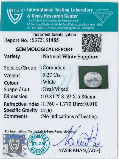 White Sapphire - 5.27 Carat