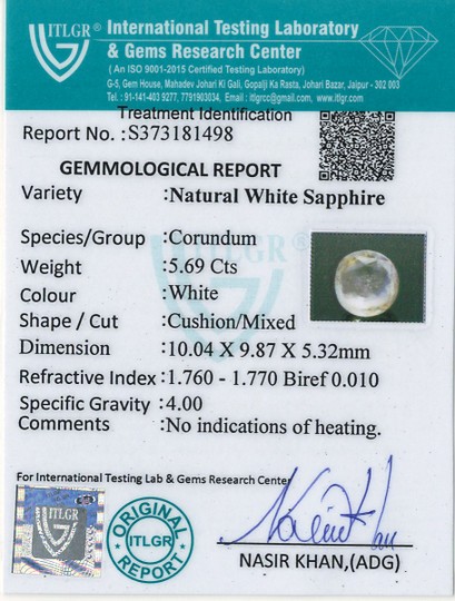 White Sapphire - 5.69 Carat