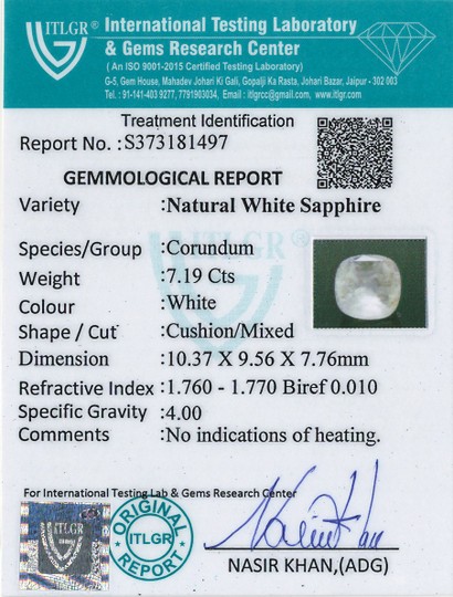 White Sapphire - 7.19 Carat