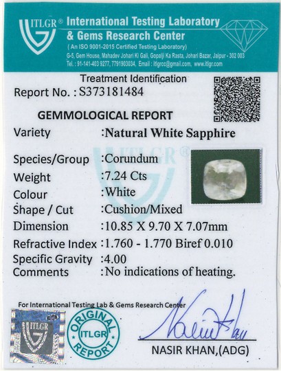 White Sapphire - 7.24 Carat