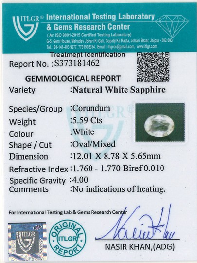 White Sapphire - 5.59 Carat