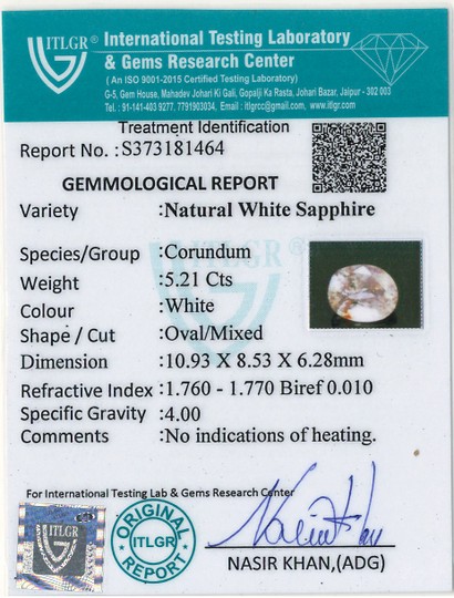 White Sapphire - 5.21 Carat