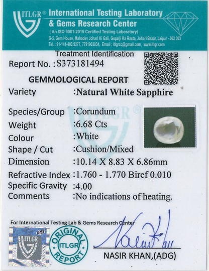 White Sapphire - 6.68 Carat