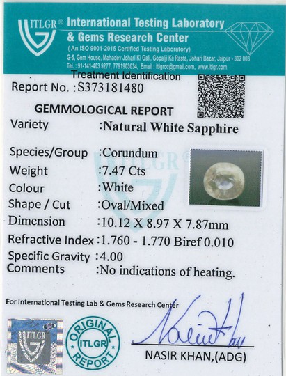 White Sapphire - 7.47 Carat