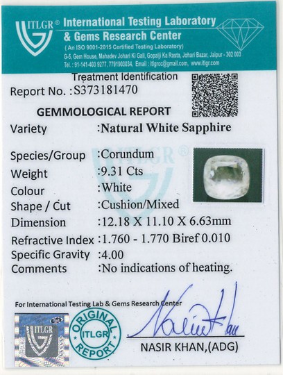White Sapphire - 9.31 Carat