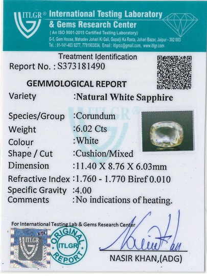 White Sapphire - 6.02 Carat