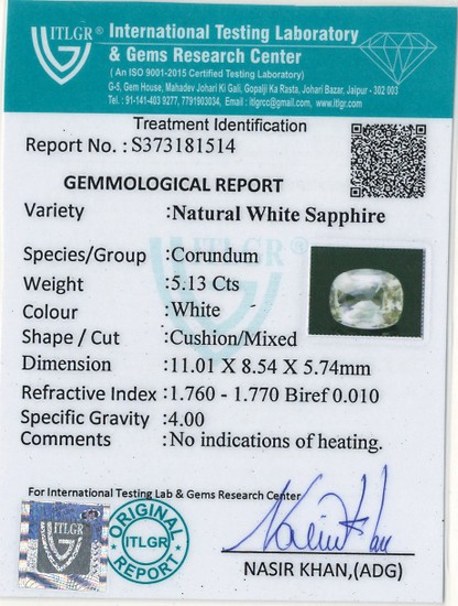 White Sapphire - 5.13 Carat