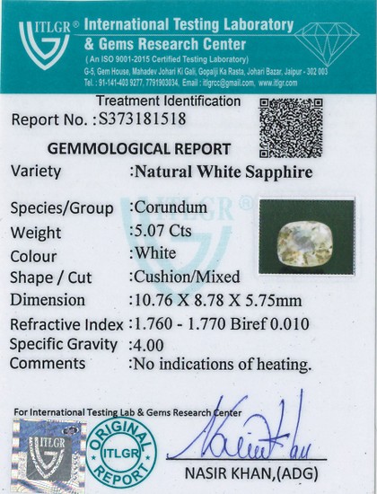 White Sapphire - 5.07 Carat