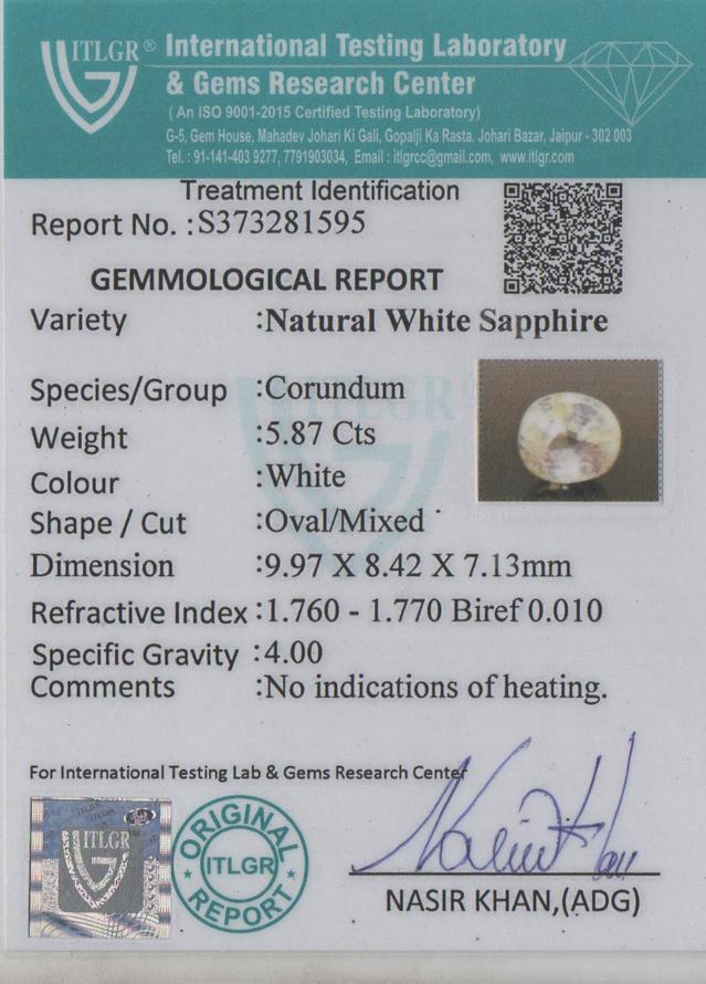 White Sapphire - 5.87 Carat