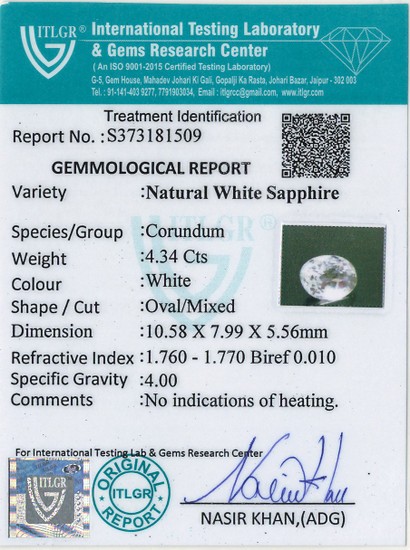 White Sapphire - 4.34 Carat