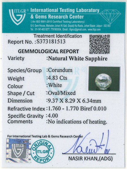 White Sapphire - 4.83 Carat