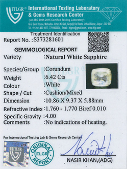 White Sapphire - 6.42 Carat