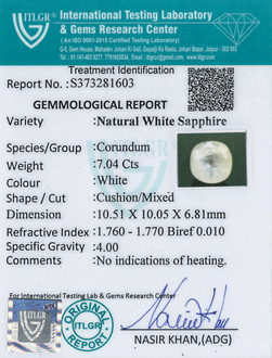 White Sapphire - 7.04 Carat