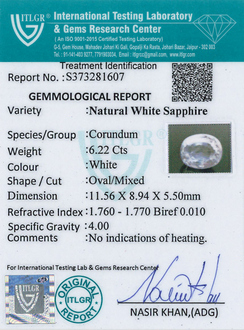 White Sapphire - 6.22 Carat