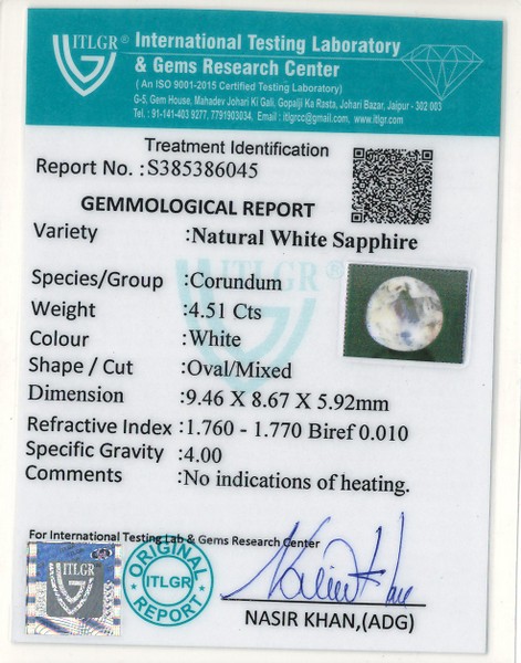 White Sapphire - 4.51 Carat