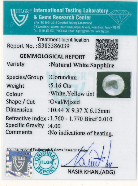 White Sapphire - 5.16 Carat