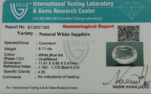White Sapphire - 6.71 Carat