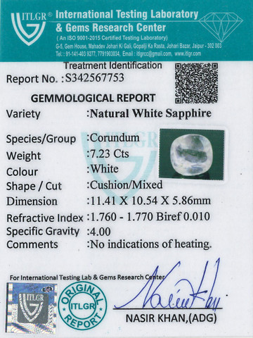 White Sapphire - 7.23 Carat