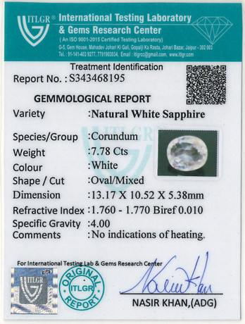 White Sapphire - 7.78 Carat