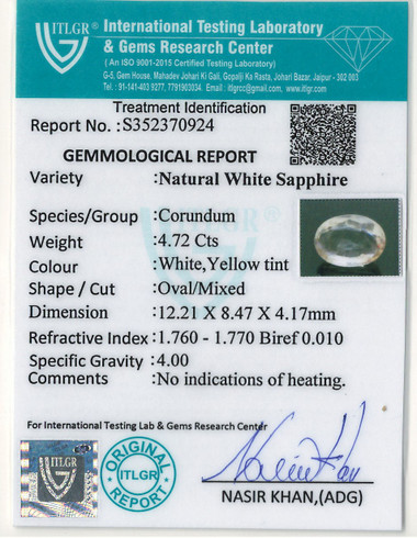 White Sapphire - 4.72 Carat
