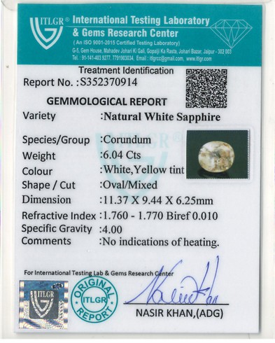 White Sapphire - 6.04 Carat