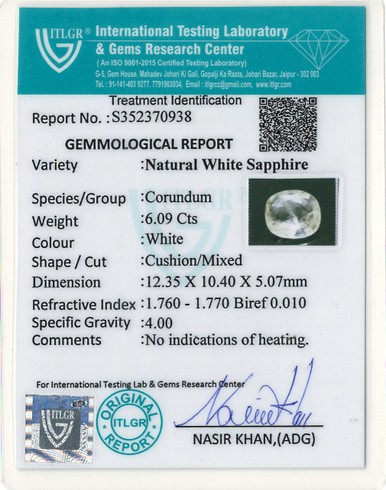 White Sapphire - 6.09 Carat