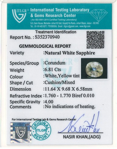 White Sapphire - 6.81 Carat