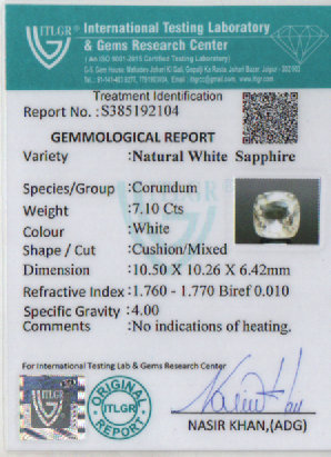 White Sapphire - 7.10 Carat