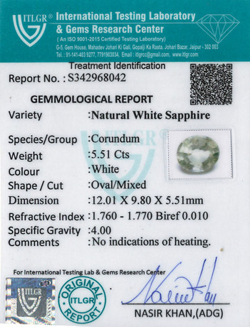 White Sapphire - 5.51 Carat