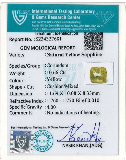 Yellow Sapphire - 10.66 Carat