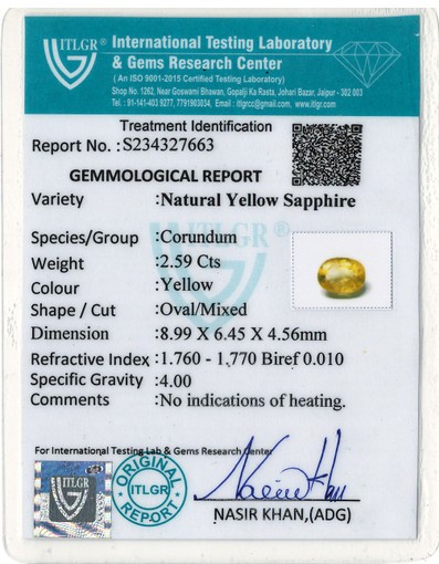 Yellow Sapphire - 2.59 Carat