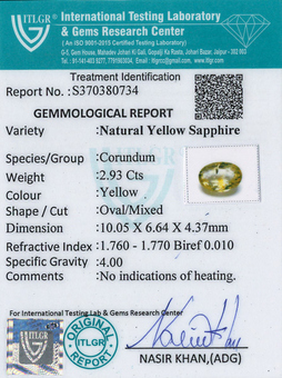 Yellow Sapphire - 2.93 Carat