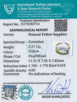 Yellow Sapphire - 3.51 Carat