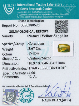 Yellow Sapphire - 3.67 Carat