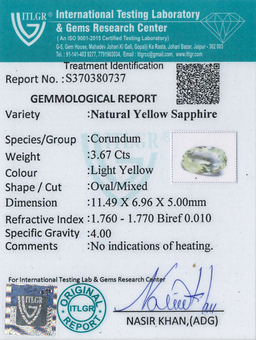 Yellow Sapphire - 3.67 Carat