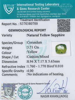 Yellow Sapphire - 3.71 Carat
