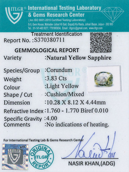 Yellow Sapphire - 3.83 Carat