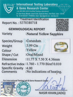 Yellow Sapphire - 3.99 Carat