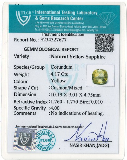 Yellow Sapphire - 4.17 Carat