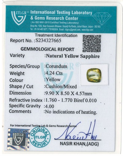 Yellow Sapphire - 4.24 Carat