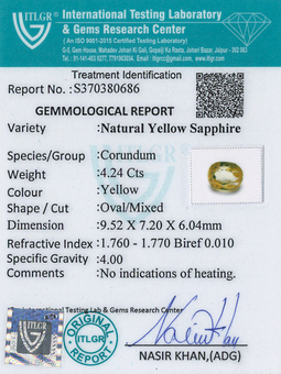 Yellow Sapphire - 4.24 Carat