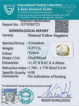 Yellow Sapphire - 4.29 Carat
