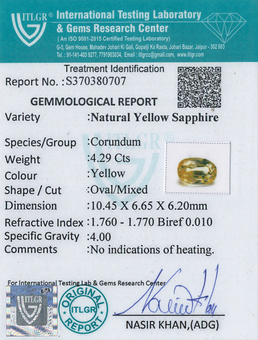 Yellow Sapphire - 4.29 Carat