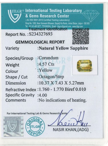 Yellow Sapphire - 4.57 Carat