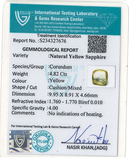 Yellow Sapphire - 4.82 Carat