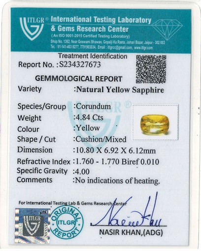 Yellow Sapphire - 4.84 Carat