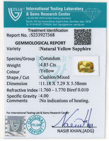 Yellow Sapphire - 4.85 Carat