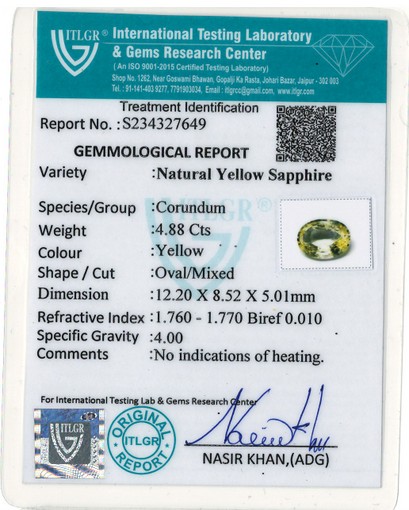 Yellow Sapphire - 4.88 Carat