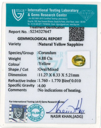 Yellow Sapphire - 4.88 Carat